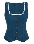 SCARLET DARKNESS Women's Medival Vintage Vest Classic Square Neck Peasant Country Costume Dark Blue M