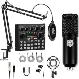 DIGIMORE Condenser Mic for Singing with V8 Sound Card | Condenser Microphone Kit | Voice Changer | Studio Recording Equipments Full Set, Voice Recorder Mic, Karaoke, Gaming, Podcast & Lecture (D-430)
