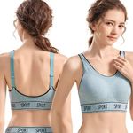 Alexvyan Sports Bra Blue (M Size -28 to 34) High Stretch Breathable Adjustable Strap Wirefree Fitness Women Padded for Running Yoga Gym Seamless Bra -Cotton Elastane