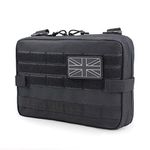 WYNEX Tactical Molle Admin Pouch, Upgrade Material Semi-Hidden Zipper & 1000D Tough Nylon EDC Utility Pouches Tools Bag EMT Utility Map Pocket, IFAK Pack Include UK Flag Patch