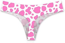 Coloranimal Sexy 3D Animal Cat Dog Printed G String Panties for Women Underwear, Pink Cow, Medium