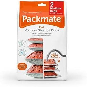 Packmate 2 Medium 60 x 45cm Flat Vacuum Storage Bags | Ideal for Storing Baby Clothes, Pillows, Blankets, Towels and Much More
