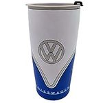 Puckator Officially Licensed Blue VW Volkswagen T1 Campervan Insulated Hot & Cold Drinks Cup - Thermos Travel Mug - Tumbler with Straw and Lid - Insulated Bubba Cup - Thermal Drink Bottle