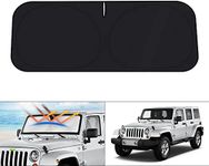 KUST Windshield Sun Shade for 1997-2017 Jeep Wrangler Rubicon Sahara TJ JK JKU 2/4 Doors Sunshade Window Sun Visor Protector Foldable Blocks UV Rays Keep Your Car Cooler