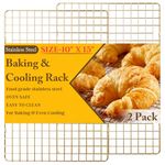 2-Pack Cooling Racks for Cooking and Baking - 10" x 15"Heavy Duty Stainless Steel Wire Rack for Baking, Grilling, Roasting - Oven & Dishwasher Safe - Fits Jelly Roll Sheet Pan-Gold