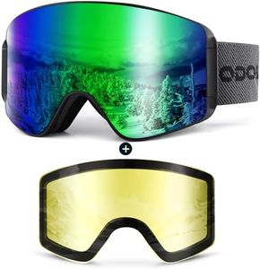 Odoland Kit de Lunettes de Ski Magnetique, Lunettes de Cylindrique avec Lentille Détachable, Masque de Snowboard Hommes et Femmes, Anti-UV400, Anti-Buée, Coupe-Vent