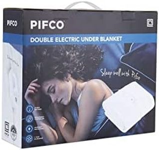 PIFCO® White Electric Blanket Double - Heated Electric Under Blanket with 3 Heat Settings with Detachable Controller - Easy Fit Straps - Machine Washable