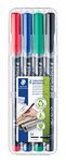 STAEDTLER 317 WP4 Lumocolor Permanent Pen, Medium Line Width, 1.0mm - Assorted Colours (Pack of 4)