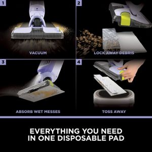 Shark VacMop 2-in-1 Cordless Hard Floor Vacuum Spray Mop – 6 Pads, 355ml Cleaner, Lavender