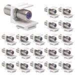 VCE Coax Keystone Jack Insert 20-Pack, 3GHz Coaxial Cable Connector, F-Type RG6 Cable Extender Female to Female for Wall Plate and Patch Panel, Nickel-Plated