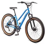 Schwinn Vega Adult Hybrid Comfort Bike, 27.5-Inch Wheels, 17-Inch Alloy Aluminum Comfort Frame, 7-Speed Twist Shifters, Mechanical Disc Brakes, Matte Blue