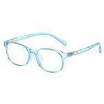 DUCO Blue Light Blocking Glasses for Kids Anti-Glare Gaming Computer Glasses Eyeglasses Frames for Boys and Girls Age 5-10 K023 (Transparent Blue)