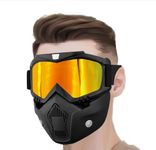 Sixfire Goggle Mask Anti Scratch UV Protective Open Face & Eyewear Windproof Dirt Shield Adjustable Strap Soft Foam Padded Detachable for Cycling Bike Off Road Racing Riding Unisex (Golden)