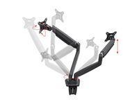 Monoprice Smooth Full Motion Dual Monitor Adjustable Gas Spring Desk Mount - Black for Large Screens, Supports Up to 34 inch Monitors, with 19.8 LBS Max Weight Per Display, Easy Set up