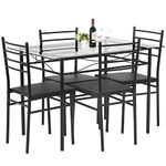 FDW Dining Table Set Kitchen Table and Chairs for 4 Kitchen Table Dining Room Table Set Home Furniture Rectangular Modern Chairs with Metal Legs for Breakfast Nook Kitchen Dining Room (Glass)