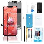 for iPhone 13 Screen Replacement (6.1 inch) 3D Touch Screen Full Repair kit, Display Digitizer Assembly with Waterproof Adhesive, Tools Set, Tempered Glass, Instruction