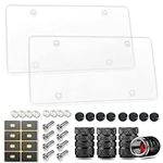 ZXFOOG 2 Pack License Plate Covers- Clear Flat License Plate Cover, Novelty Unbreakable Car Tag Frame Protector for Vehicles/Trucks, with Screws, Black Caps, Rattle Proof Pads, Tire Valve Caps