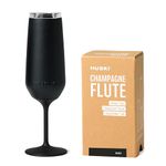 Huski Champagne Flute | New | Premium Stainless Steel Champagne Glass with Lid | Go Stemmed or Stemless with Detachable Stem | Triple Insulated Tumbler | 240ml Capacity | Great Gift (Black)