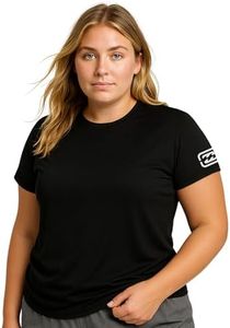 Billabong Plus Size Rash Guard for Women, UPF 50+ Long & Short Sleeve Swim Shirt, Black, X-Large