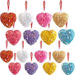 16 Pieces Heart Hanging Ball Ornaments for Valentine's Day (Romantic A)