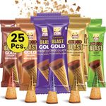 Pure Temptation Chocoblast Assorted Flavoured Waffle Cones [25 Pcs] Gluten Free Snacks For Kids & Adults- Non-Meltable Chocolate Gift Box- Individually Wrapped Chocolate For Dessert, 340 Gm