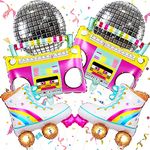 Atpata Funky Disco Balls, Radio & Skates shape Musical Retro Bollywood Disco Theme Happy Birthday Foil Balloons for unisex Birthday Party Decorations Supplies