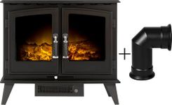 Adam Woodhouse Electric Stove in Black with Angled Stove Pipe