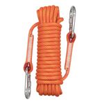 Climbing Rope, 10mm Outdoor Safety Rope, Nylon Rope Static Rock Climbing Rope with Carabiner, Good for Mountaineering, Camping, Rescue, Fire Escape, Ice Climbing, Exploration (Orange, 10m)