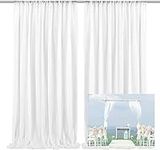 EMART White Backdrop Curtains, 3 X 3m /10 X 10ft Tulle Chiffon Fabric Drape for Parties Wedding Stage Decoration, Soft Smooth Background Cloth for Baby Shower Photography Birthday Photo Photoshoot