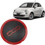 Center Wheel Hub Cap for Fiat 500 2012 2022, Liqud Prevention Wheel Center Caps with Chrome Trim, OEM 68078419AC 51884863 68078421AC 68078421AB (Red Circle Red Letter)