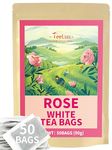 TeeLux Rose White Tea Bags 50 Count, Blend White Tea with Natural Rose Flavor, Smooth & Fragrant, Biodegradable Tea Bag