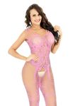 Bommi Fairy Women's Lace Mesh Lingerie Mini Dress Badydoll Fishnet Lingerie Tights Suspenders Striped Hollow-Out Lingerie Sexy Pack Hip Skirt Strapless (Pink)