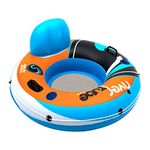 Sunlite Sports River Raft Inflatable 49 Inch, Water Float to Lounge Above Lake and River, Outdoor Water Tube Sport Fun, Recreational Use, Two Grip Handles, Cup Holder, Grab Rope (Orange)