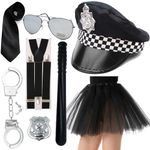 Paper Umbrella Adult Women's (8PC) Deluxe Police Uniform Costume Fancy Dress Accessories Hen Stag Night Do Outfit Sexy Unifom