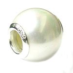 Sterling Silver White Pearl Seashell Bead June Birthstone for European charm Bracelets Necklaces