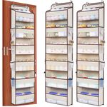 WishJazz 2 Pack Over The Door Organizer Storage 6 Pockets 8 Side Pockets, Anti Tilt 50 lbs Behind Door Storage, Heavy Duty Closet Door Organizer Hanging for Nursery Bathroom Bedroom, Toys, Beige