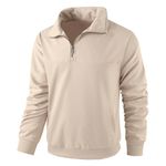 LAIWANG Men's Quarter Zip Pullover with Pocket - Performance Long Sleeve Athletic Shirt for Running, Golf, and Workout, 25#khaki, Medium