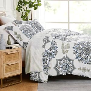 Southshore Fine Living, Inc. Oversized King/California King Duvet Cover Set Soft Premium Bedding with Zipper Closure Includes 1 Boho Duvet Cover and 2 Pillow Shams, Machine Washable, Infinity Blue