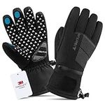 HIKENTURE Winter Ski Gloves Men&Women, Touchscreen Waterproof Snowboard Gloves,Snow Gloves Snowmobile Gloves for Cold Weather