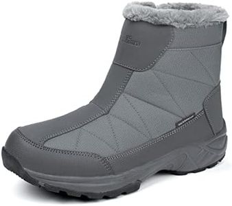 SILENTCARE Men's Warm Snow Boots, Fur Lined Waterproof Winter Shoes, Anti-Slip Lightweight Ankle Boot (8 M US, Grey03)