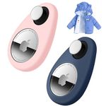 Airtag Holder for Kids Baby Toddler Hidden 2 Pack GPS Tracker Case, Anti-Removal Airtag Silicone Case with Safety Pins, Suitable for Children, Elderly, Pets, Backpack, Luggage(Blue, Pink)