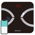 Triomph Body Fat Scale, Smart Wireless Digital Bathroom Weight Scale Body Composition Monitor with iOS/Android APP for Body Weight, Fat, Water, BMI, BMR, Muscle Mass, Black