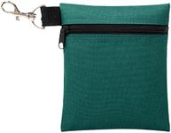 BuyAgain Golf Tee Pouch, 5.62 X 6.87 Inch Professional Zipper Golf Tee/Ball Pouch Bag with Metal Lobster Claw Clip, Hunter Green