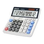 Desktop Calculator Extra Large 5-Inch LCD Display 12-Digit Big Number Button Accounting Calculator, Battery Solar Powered, Perfect for Office Business Home Daily Use(OS-200ML CA)