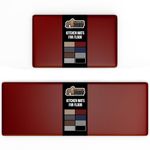 GORILLA GRIP Set of 2 Soft Anti Fatigue Mats for Kitchen Floor, 17x29 + 17x59, Stain and Scratch Resistant, Soft Ergonomic Standing Office Desk Mat, Supportive Memory Foam Rug, 1/2" Thick, Red