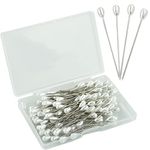 100PCS Teardrop Pearl Sewing Pins, 2inch Straight Hat Pins Corsage Pins Wedding Bouquet Pins with Box for DIY Crafts Jewelry Making Wedding Flower Decorations