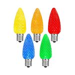 Novelty Lights LED Christmas Replacement Bulbs - Indoor/Outdoor Individual Ultra Bright Bulbs for Holidays, Events, Cafes, Patios & More - E/17/C9 Intermediate Base, 5 Watt Light (Multi, 25 Pack)