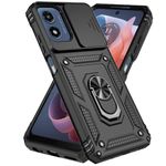 COTDINFOR Compatible with Moto G 5G 2024 Case Heavy Duty with Slide Camera Protective with Ring Holder Kickstand Military Grade Shockproof Protective Case for Moto G 5G 2024 Black TC