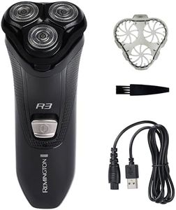 Remington R3 Style Series Rotary Shaver for Men, Flexing Technology and Sensitive Skin Comfort, Rechargeable Wet or Dry Electric Razor with Pop Up Trimmer and Stubble Attachment