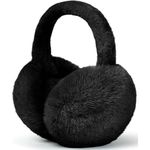 ALIBRAHIM Ear Muffs for Men & Women - Winter Ear Warmers - Classic Fleece Unisex Winter Warm Earmuffs - Windproof Plush Earmuffs Foldable For Boy/Girl - Black